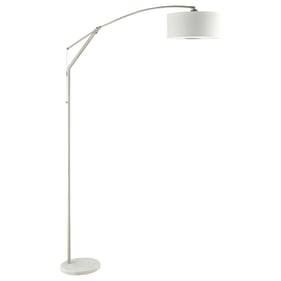 Coaster Furniture Moniz Chrome White Adjustable Arched Arm Floor Lamp