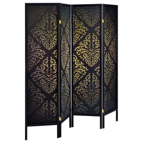 Coaster Furniture Haidera Black 4 Panel Damask Pattern Folding Screen