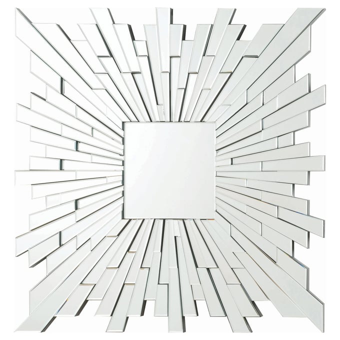 Coaster Furniture Brantley Silver Square Sunburst Wall Mirror CST-901785