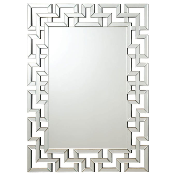 Coaster Furniture Forman Silver Interlocking Greek Frameless Wall Mirror CST-901786