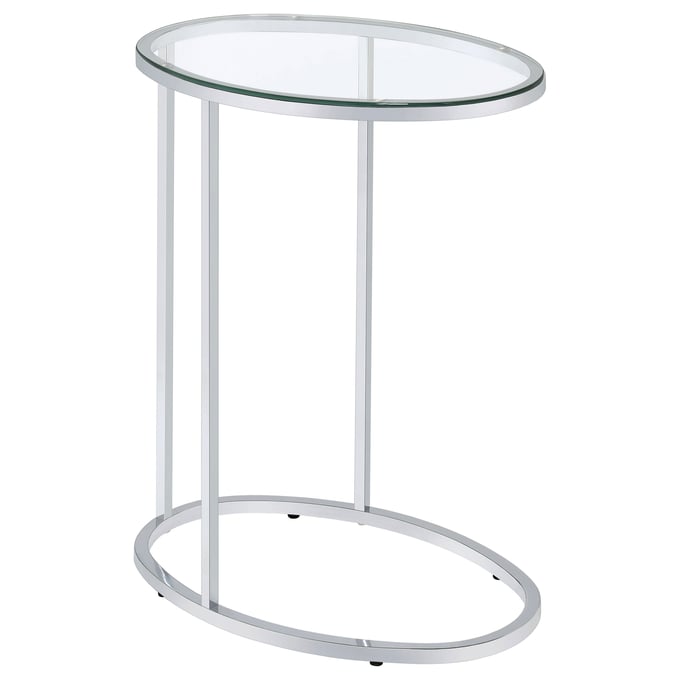 Coaster Furniture Kyle Chrome Clear Oval Snack Table CST-902927