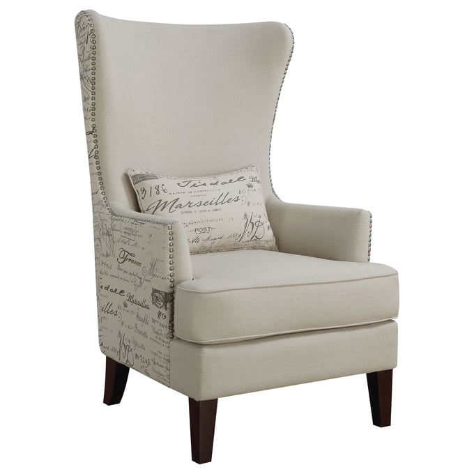 Coaster Furniture Pippin Cream Curved Arm High Back Accent Chair CST-904047