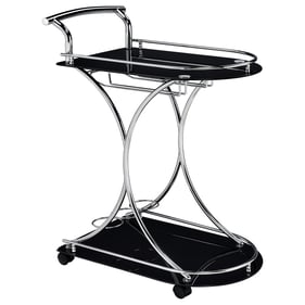 Coaster Furniture Elfman Chrome Black 2 Shelves Serving Cart