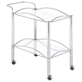 Coaster Furniture Shadix Chrome 2 Tier Serving Cart with Glass Top