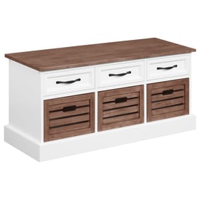 Coaster Furniture Alma Weathered Brown White 3 Drawers Storage Bench