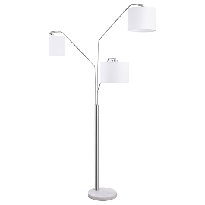 Coaster Furniture Jirou White Satin Nickel Drum Shade Floor Lamp CST-923238