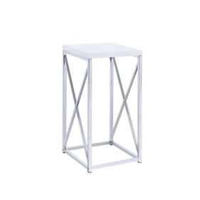 Coaster Furniture Edmund Glossy White Chrome Accent Table