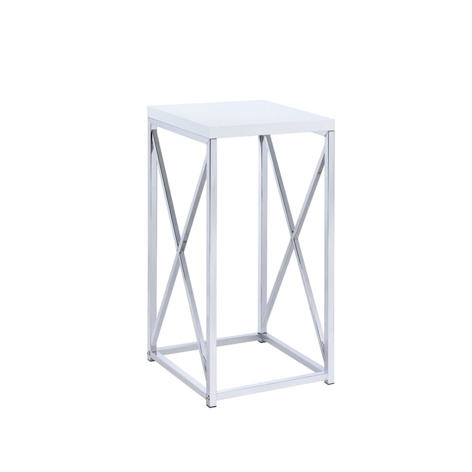 Coaster Furniture Edmund Glossy White Chrome Accent Table CST-930014