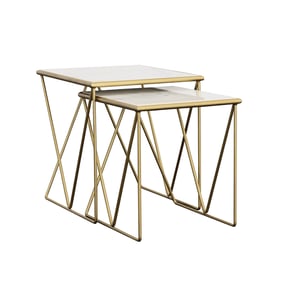 Coaster Furniture Bette White Gold 2pc Nesting Table Set