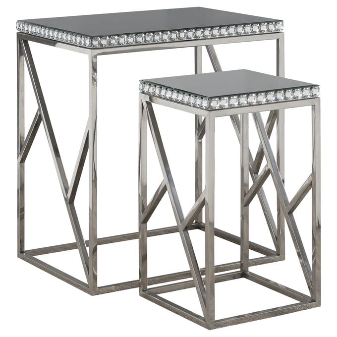 Coaster Furniture Betsy Mirror Silver 2pc Nesting Tables CST-930226