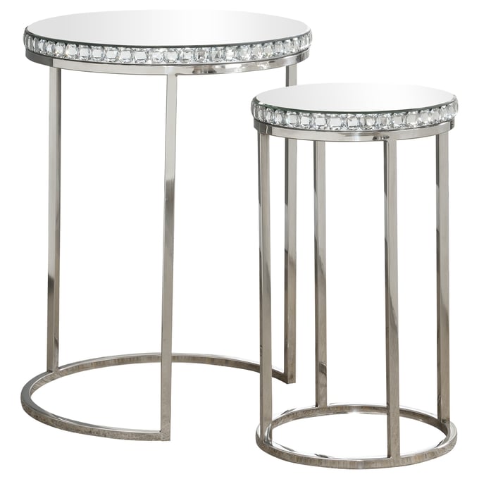 Coaster Furniture Addison Silver 2pc Round Nesting Table CST-930227