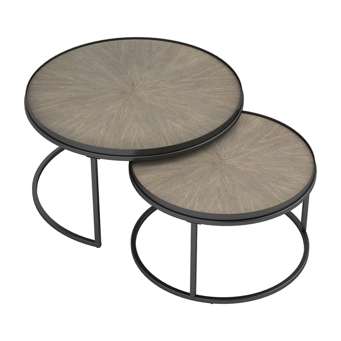 Coaster Furniture Rodrigo Weathered Elm 2pc Round Nesting Tables CST-931215