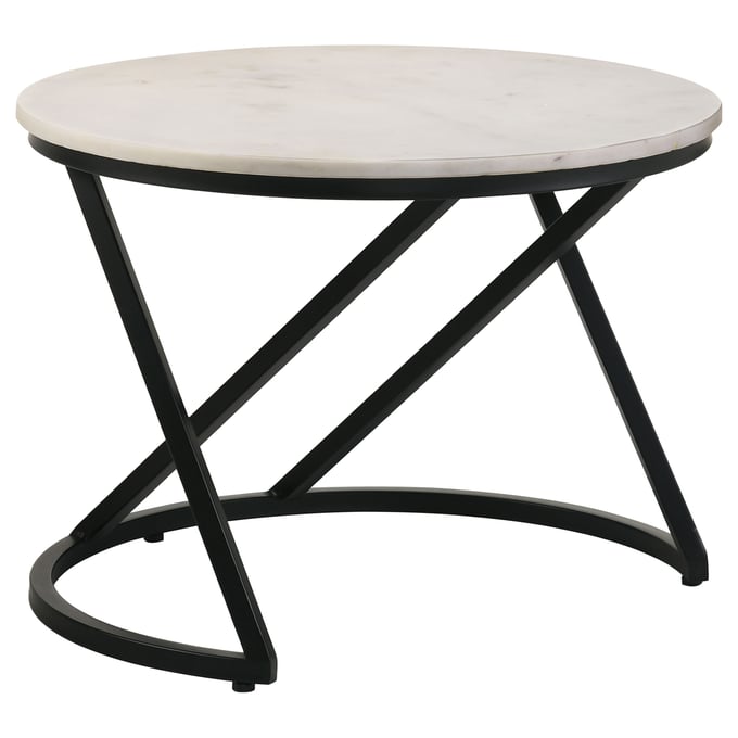 Coaster Furniture Miguel White Black Round Accent Table CST-931227