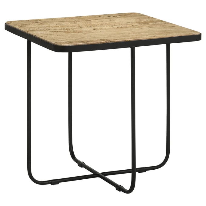 Coaster Furniture Elyna Travertine Black Square Accent Table CST-935855