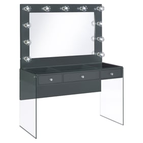 Coaster Furniture Afshan High Gloss Grey Clear Vanity Desk with Lighting Mi...