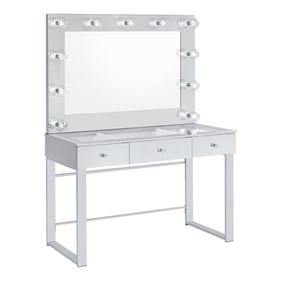 Coaster Furniture Umbridge White Chrome Vanity Desk with Lighting Mirror