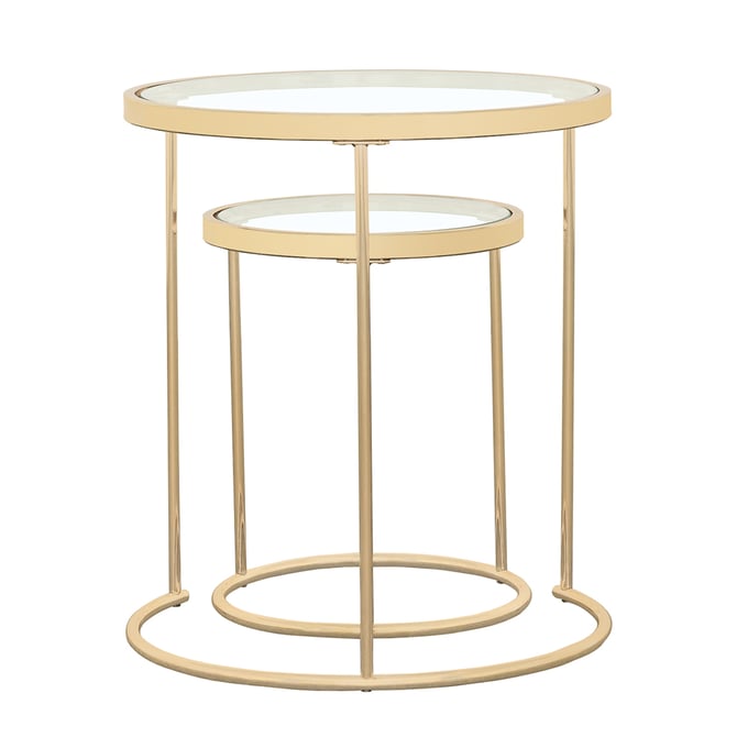 Coaster Furniture Maylin Clear Gold 2pc Nesting Table Set CST-935936