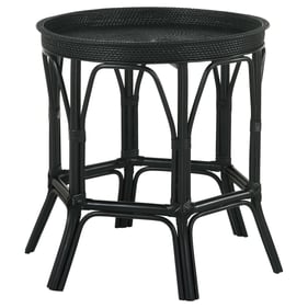 Coaster Furniture Antonio Black Round Rattan Tray Top Accent Table