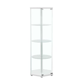 Coaster Furniture Zahavah White 4 Shelf Hexagon Shaped Curio Cabinet