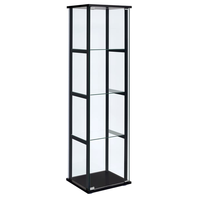 Coaster Furniture Cyclamen Black 4 Shelf Glass Curio Cabinet CST-950171