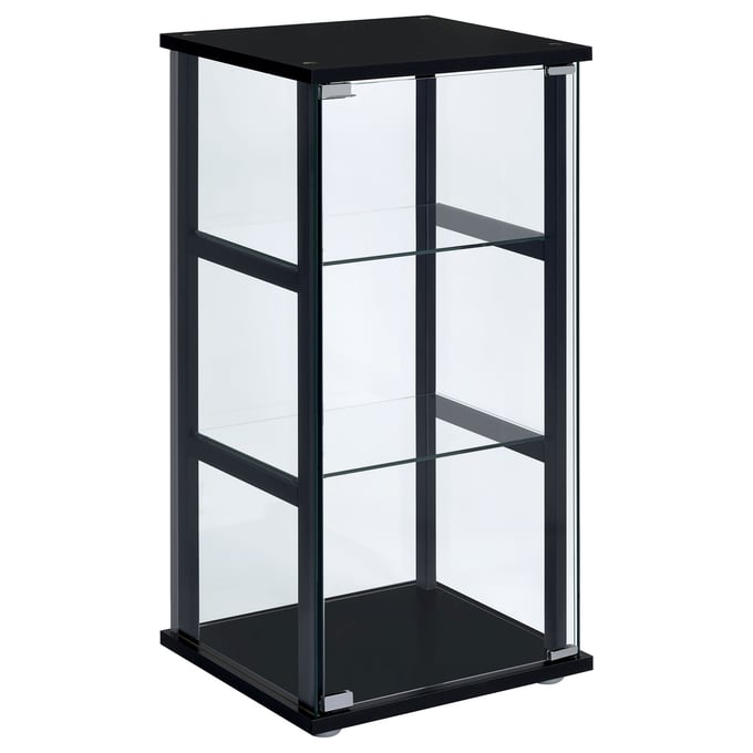 Coaster Furniture Cyclamen Black 3 Shelf Glass Curio Cabinet CST-950179