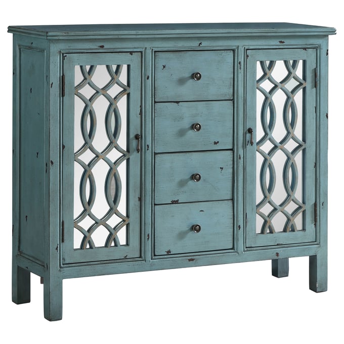 Coaster Furniture Rue Antique Blue 4 Drawers Accent Cabinet CST-950736