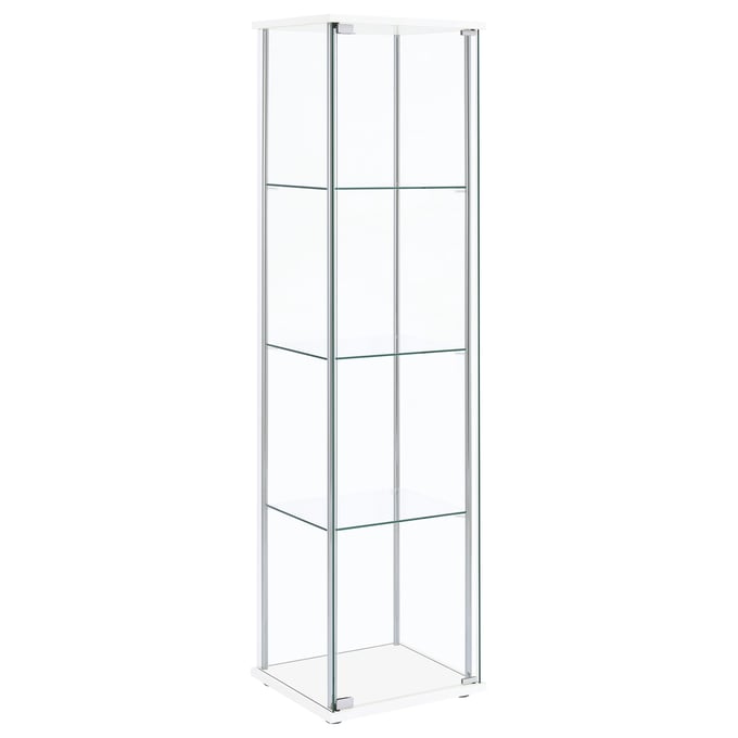 Coaster Furniture Bellatrix White Clear 4 Shelf Curio Cabinet CST-951072