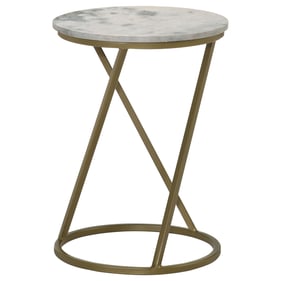 Coaster Furniture Malthe White Antique Gold Round Accent Table