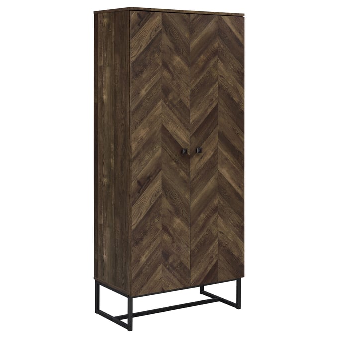 Coaster Furniture Carolyn Rustic Oak Herringbone Accent Cabinet CST-959640