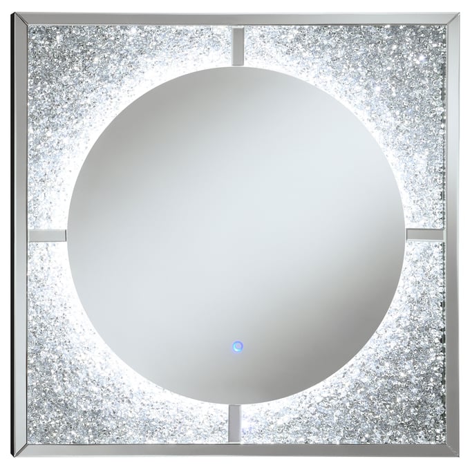 Coaster Furniture Theresa Silver Black LED Wall Mirror CST-961554