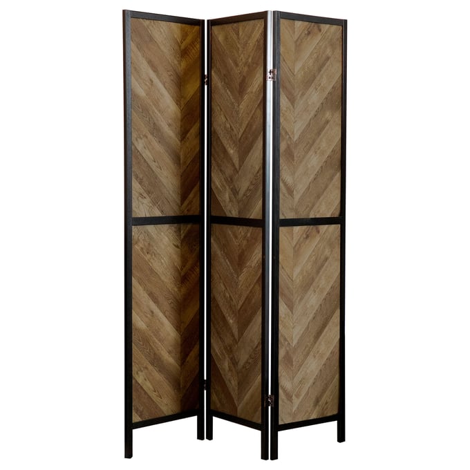 Coaster Furniture Marlene Rustic Tobacco Herringbone 3 Panel Screen CST-962922