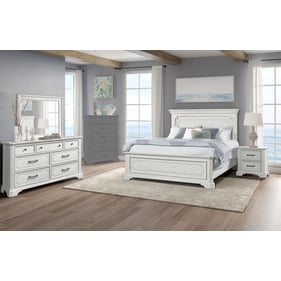 Alpine Furniture Clara White Mist 4pc Bedroom Set With Queen Panel Bed  