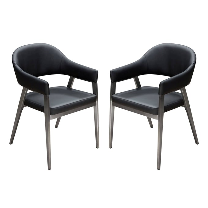 2 Diamond Sofa Adele Black PU Dining Chairs DMND-ADELEDCBL2PK