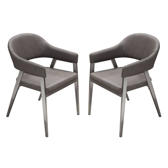 2 Diamond Sofa Adele Grey PU Dining Chairs DMND-ADELEDCGR2PK