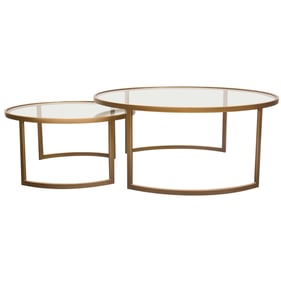 Diamond Sofa Lane Glass Tops Gold Base 2pc Round Nesting Tables