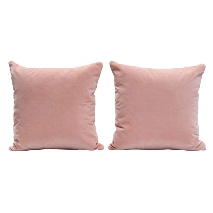 2 Diamond Sofa Blush Pink Velvet Square Accent Pillows DMND-PILLOW16PN2PK