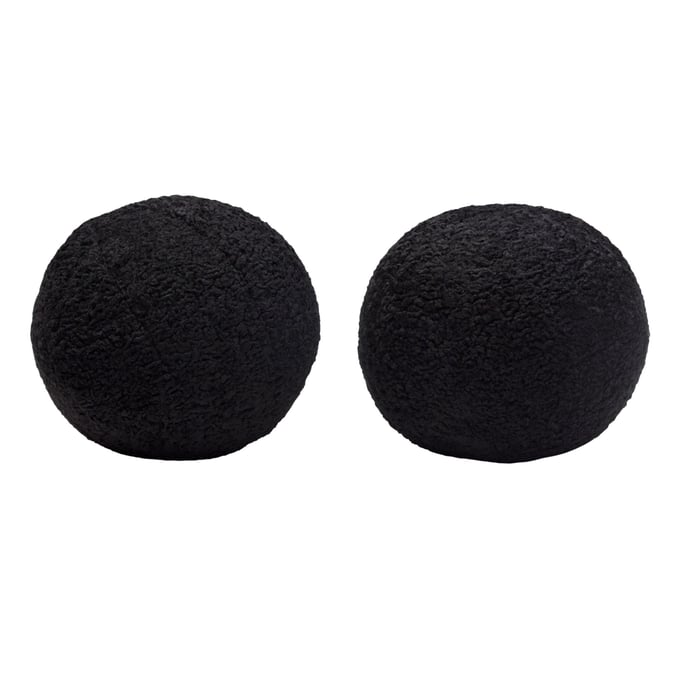 2 Diamond Sofa Black Fabric Round Accent Pillows DMND-PILLOWBALLBL2PK