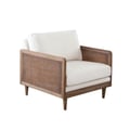 Piper Chair in White Linen Fabric w/ Natural Rattan by Diamond Sofa