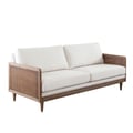 Piper Sofa in White Linen Fabric w/ Natural Rattan by Diamond Sofa