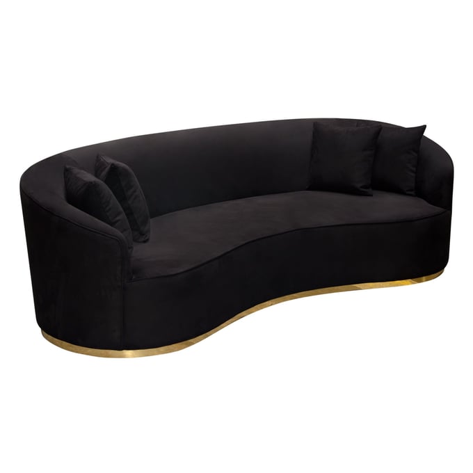 Diamond Sofa Raven Black Suede Velvet Sofa DMND-RAVENSOBL