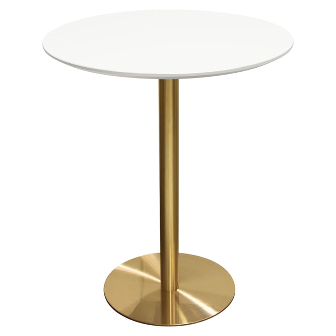 Diamond Sofa Stella White 36 Inch Round Bar Height Table DMND-STELLABTWHGD