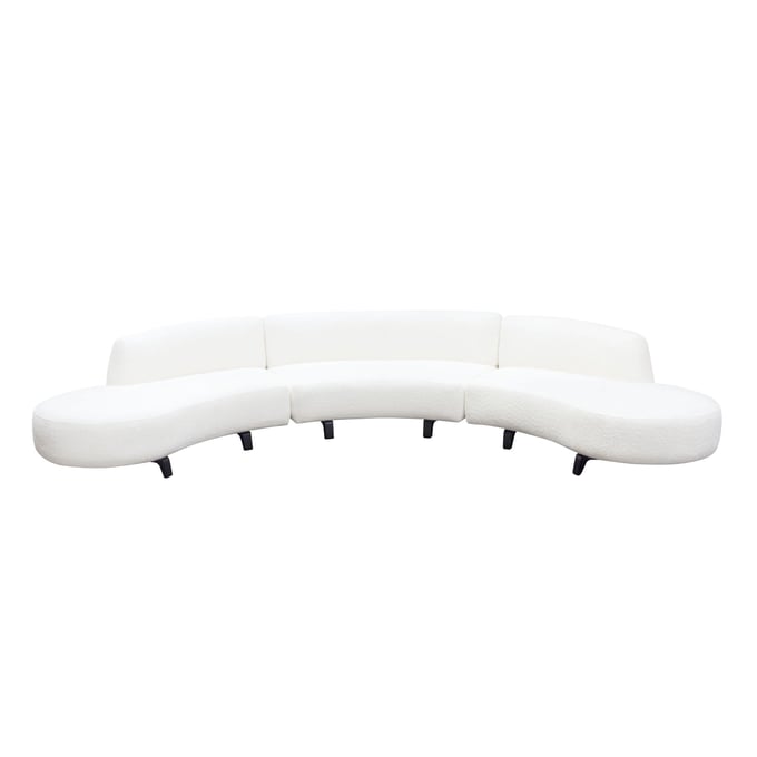 Diamond Sofa Vesper White Armless 3pc Modular Curved Sectional DMND-VESPER3PCASLCRCWH