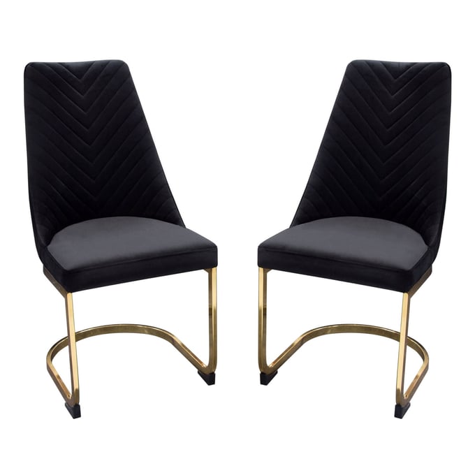 2 Diamond Sofa Vogue Black Velvet Dining Chairs DMND-VOGUE2DCBL2PK