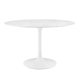 Modway Furniture Lippa White 47 Inch Artificial Marble Dining Table