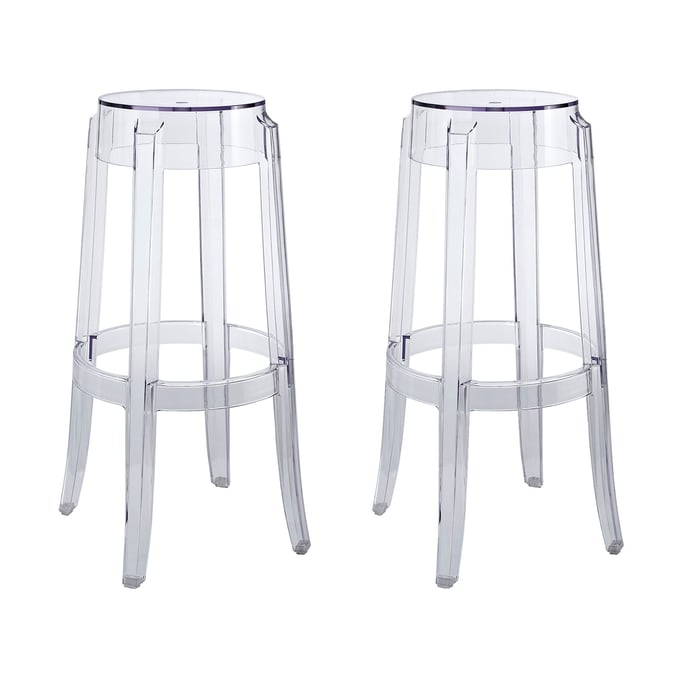 2 Modway Furniture Casper Clear Bar Stools EEI-1264-CLR