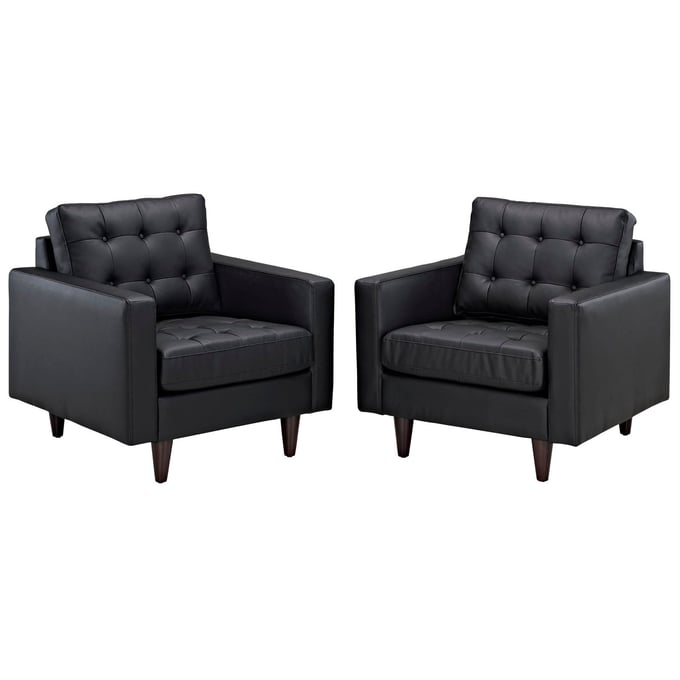 2 Modway Furniture Empress Black Armchairs EEI-1282-BLK