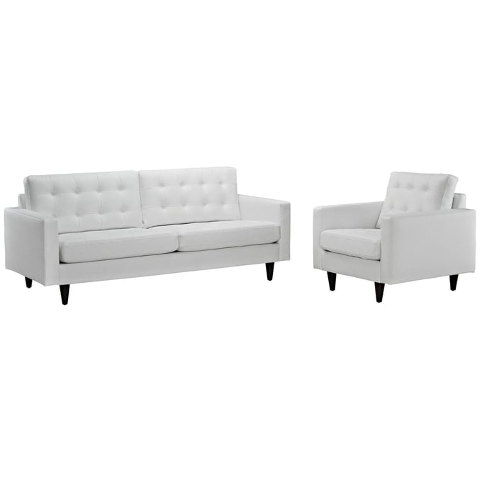 Modway Furniture Empress White Sofa and Armchair Set EEI-1311-WHI