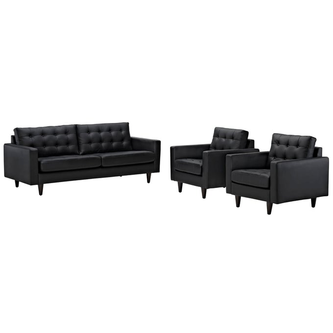 Modway Furniture Empress Black Sofa and Armchairs Set EEI-1312-BLK