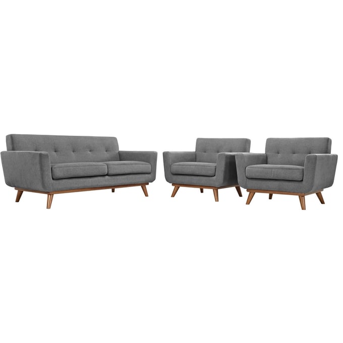 Modway Furniture Engage Gray Armchairs and Loveseat Set EEI-1347-GRY