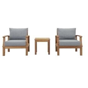 Modway Furniture Marina Gray 3pc Outdoor Patio Teak Set with Side Table